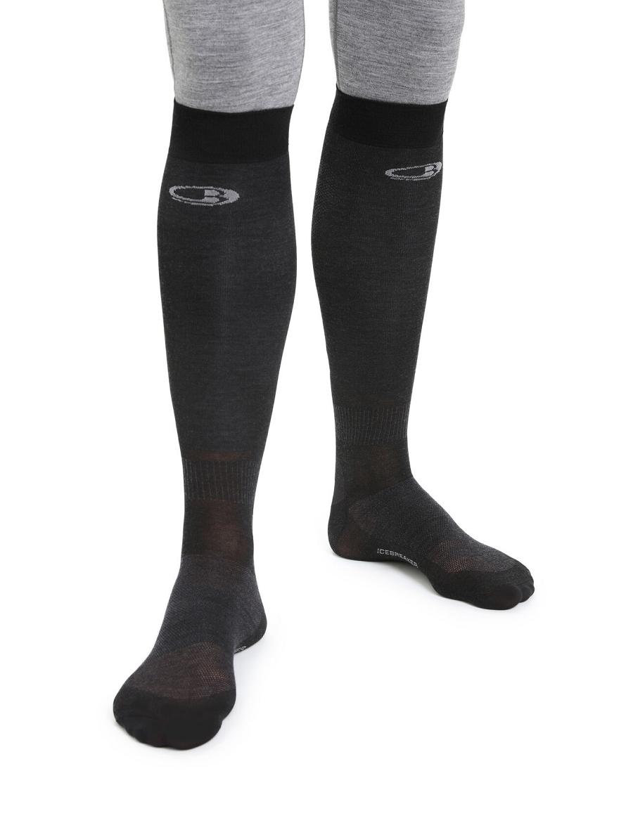 Black Icebreaker Merino Snow Liner Over the Calf Men\'s Socks | AU 1015GSOL